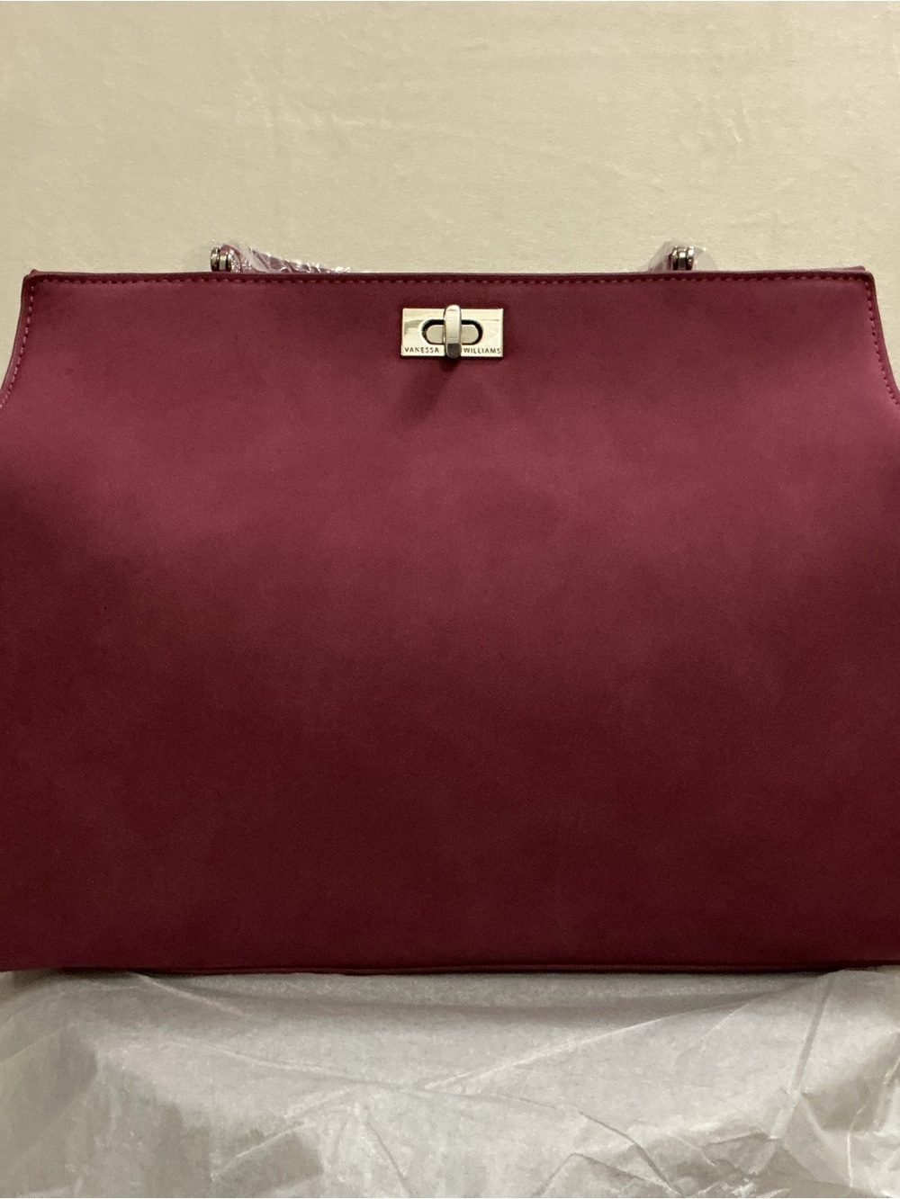 Vanessa Williams Burgundy Satchel with Chain Strap